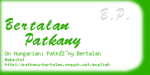 bertalan patkany business card